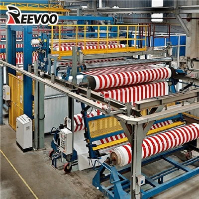 laminerat PVC-randigt markispresenningsmaterial för solskydd